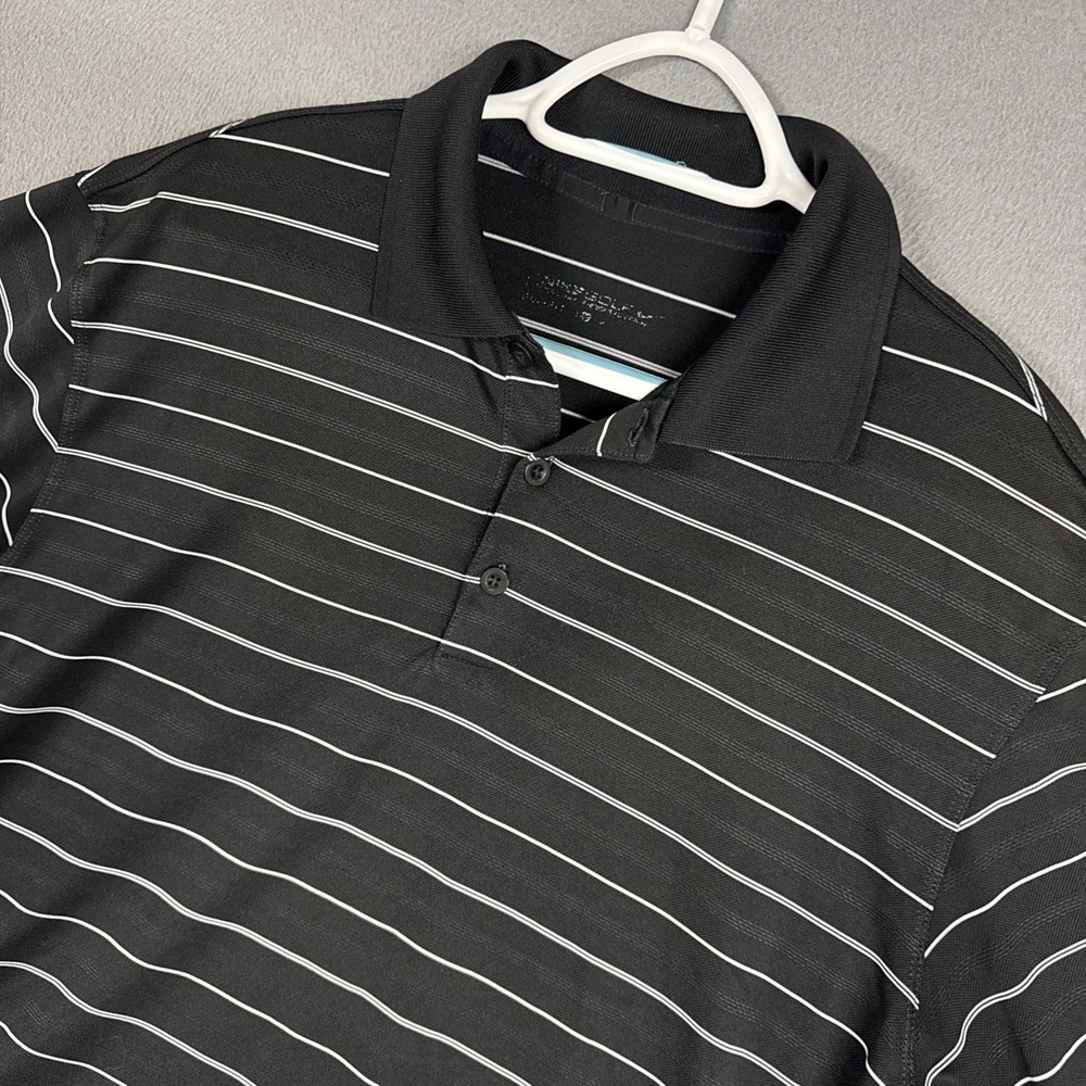 Nike Golf Polo Shirt Mens XL Black Striped Dri-FIT Short Sleeve Performance